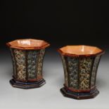 Pair Victorian majolica jardinieres