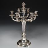 Maison Odiot French silver six-light candelabrum