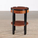 French Art Deco round Amboyna and lacquered table