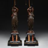 Pair Neoclassic bronze table lamps