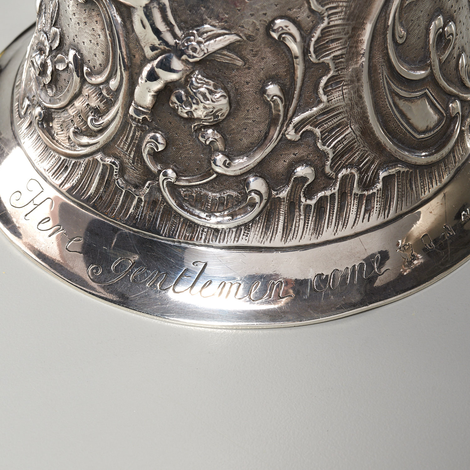 Large and elaborate silver wedding wager cup - Image 8 of 10