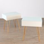 Pair Contemporary glass veneered nightstands