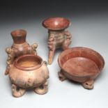 (4) Pre-columbian bowls on tripod legs