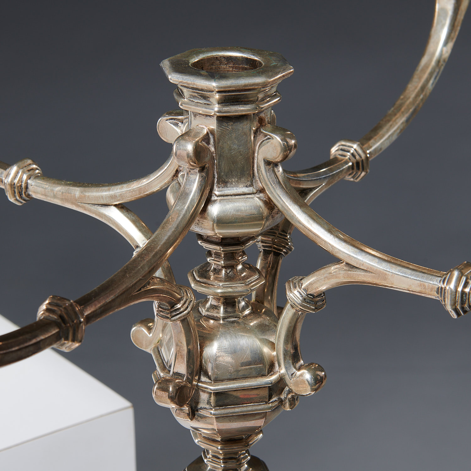 Monumental pair English sterling candelabra - Image 2 of 9