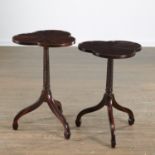 (2) Macassar ebony clover leaf tripod tables