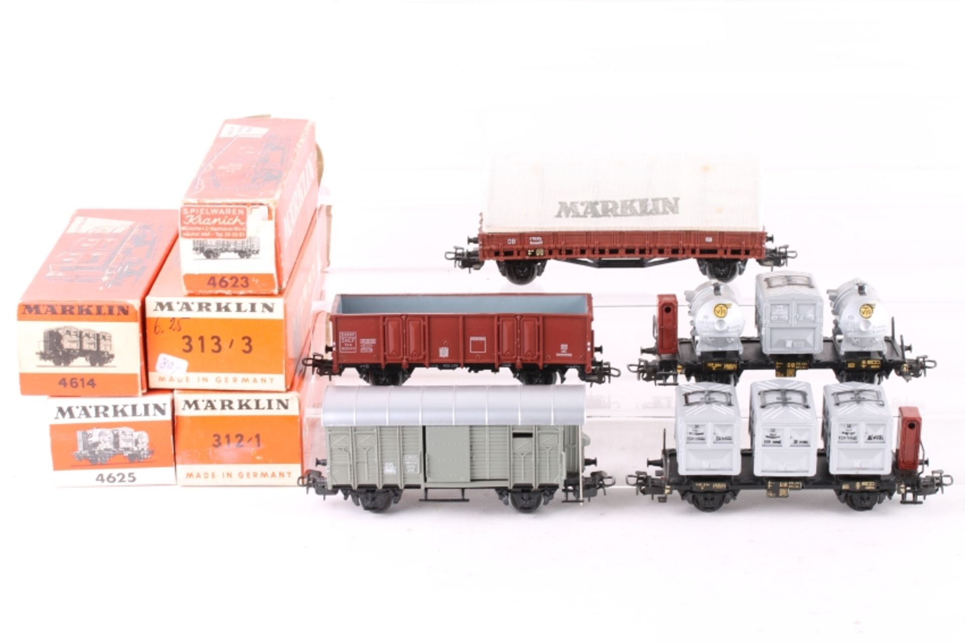 Märklin, fünf Güterwagen Märklin, fünf Güterwagen, 312/1 (4605), 313/3 (4609), 4614, 4623, 4625,