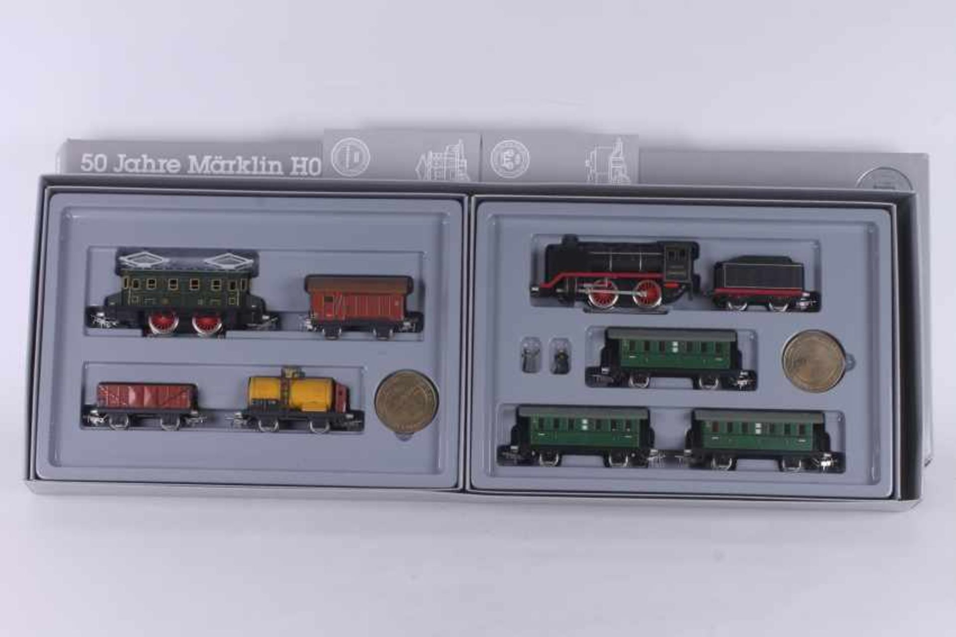 Märklin 0050, Jubiläums-Doppelzug-Packung Märklin 0050, Jubiläums-Doppelzug-Packung, Güterzug mit