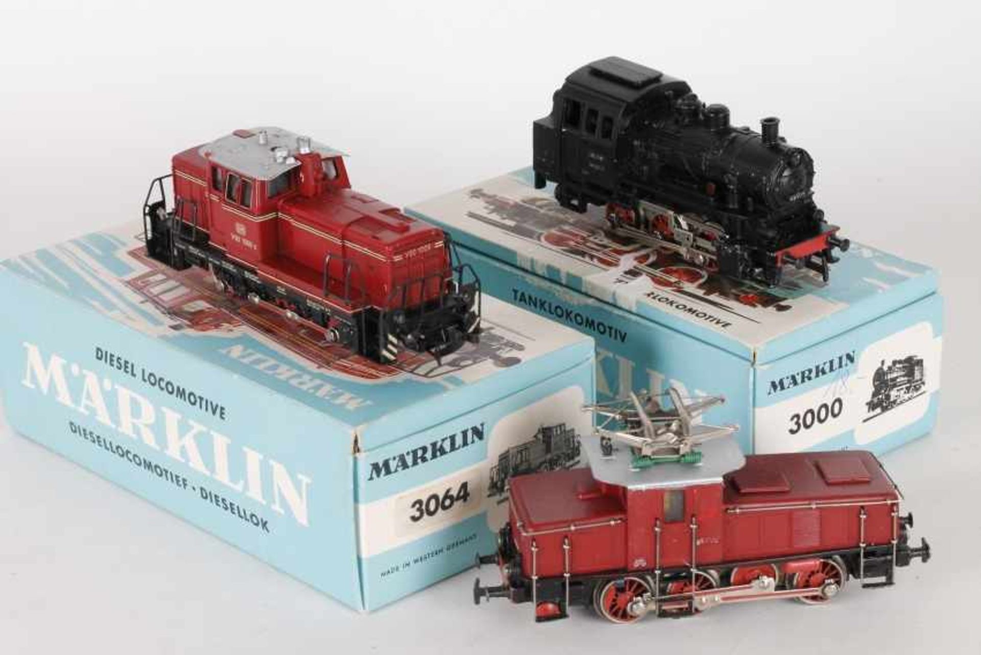 Märklin, drei LoksMärklin, drei Loks, 3000, "89 028", erhabene Nummer "3000", ORK, Anleitung,