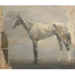 Basil Blackshaw HRHA RUA (1932-2016) Grey Horse in a Stable oil on canvas signed lower left 86½ x