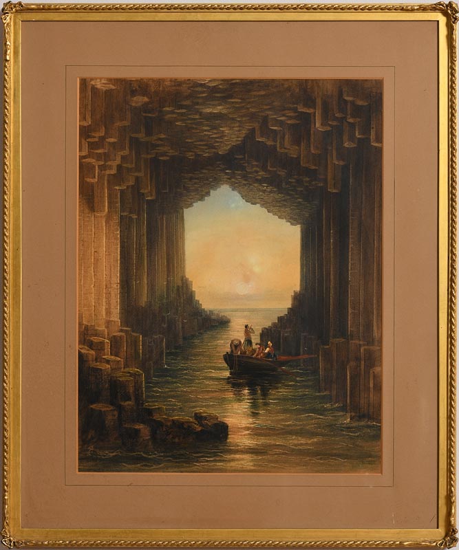 Andrew Nicholl RHA (1804-1886) Fingal's Cave, Isle of Staffa, Scotland watercolour signed lower left - Image 2 of 6