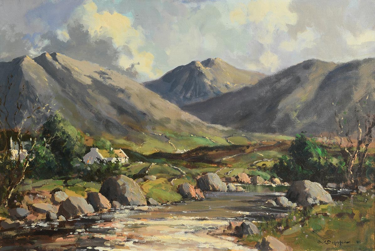 George K. Gillespie RUA (1924-1996) Shimna River, Mourne Mountains oil on canvas signed lower