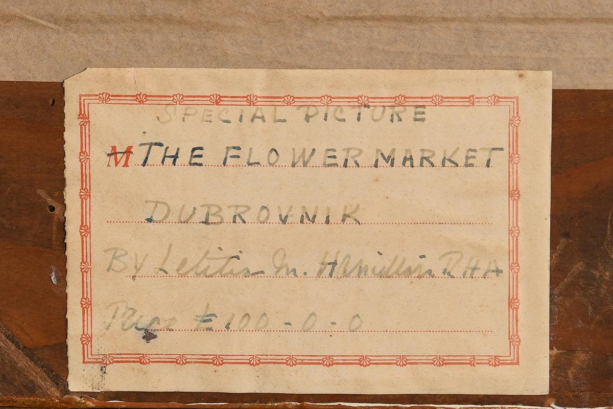 Letitia Marion Hamilton RHA (1875-1964) The Flower Market, Dubrovnik oil on canvas signed 'LMH' - Image 5 of 9