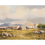 Maurice Canning Wilks ARHA RUA (1911-1984) Cottages, Connemara oil on board signed lower right 35