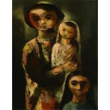 Daniel O'Neill (1920-1974) Woman and Two Children oil on board signed top right and titled on