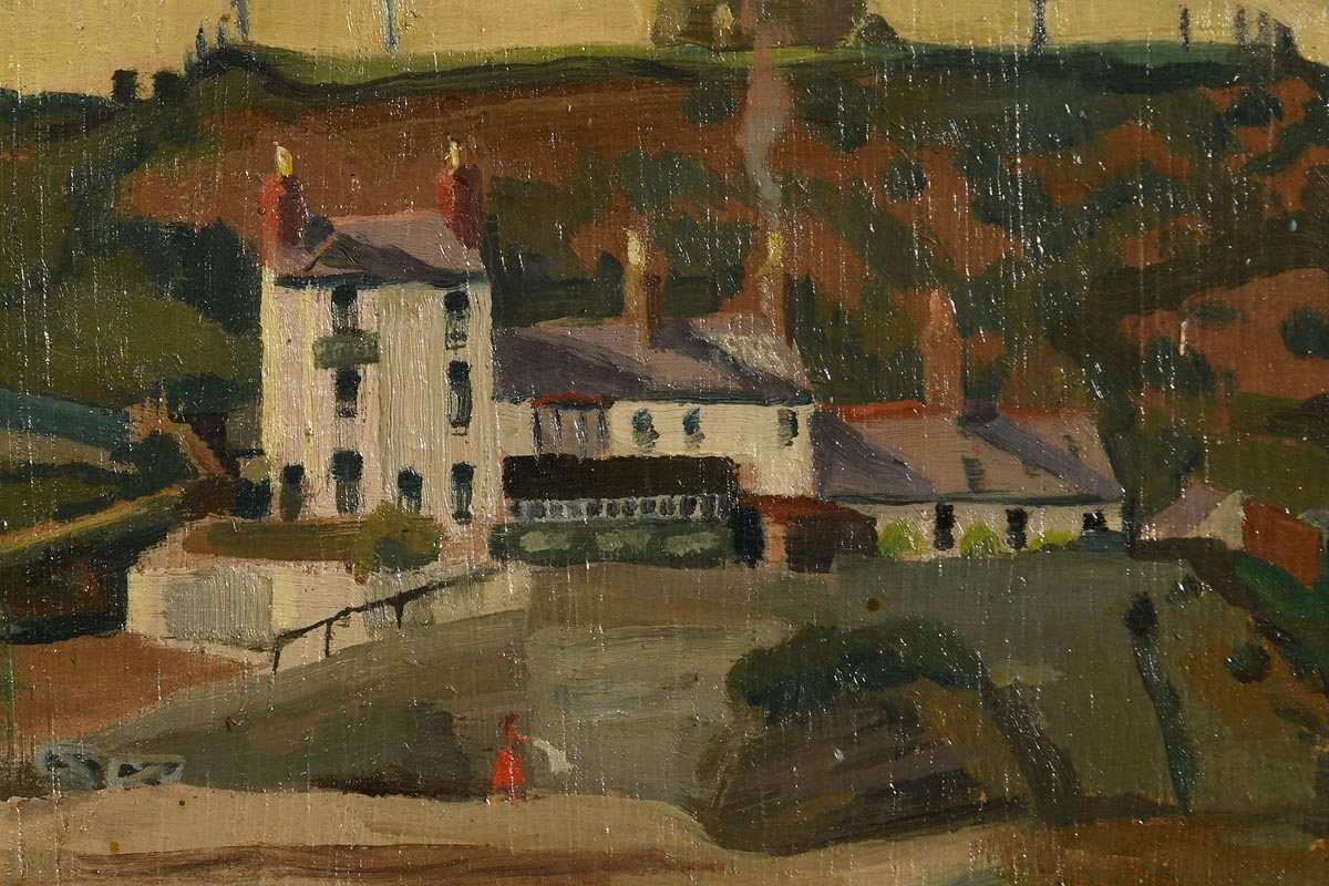 Harry Aaron Kernoff RHA (1900-1974) Howth Harbour, Evening oil on board signed and titled on reverse - Image 6 of 6