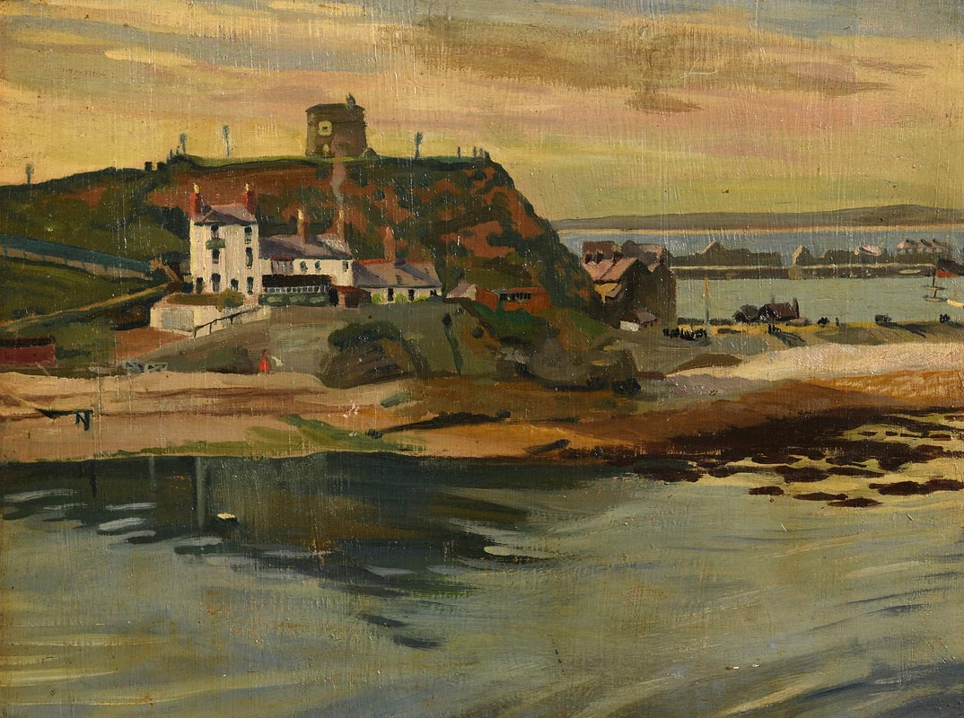 Harry Aaron Kernoff RHA (1900-1974) Howth Harbour, Evening oil on board signed and titled on reverse