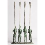 John Behan RHA (b.1938) Four Oarsmen unique bronze signed 64½ x 35 x 10½cm (25.39 x 13.78 x 4.