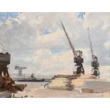 Dermod O'Brien PRHA (1865-1945) Dublin Docks oil on canvas 35½ x 45½cm (13.98 x 17.91in)