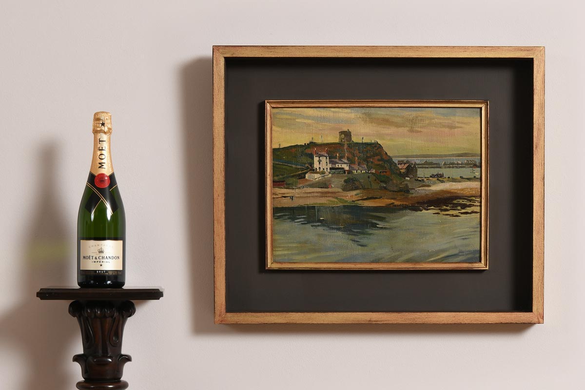 Harry Aaron Kernoff RHA (1900-1974) Howth Harbour, Evening oil on board signed and titled on reverse - Image 3 of 6