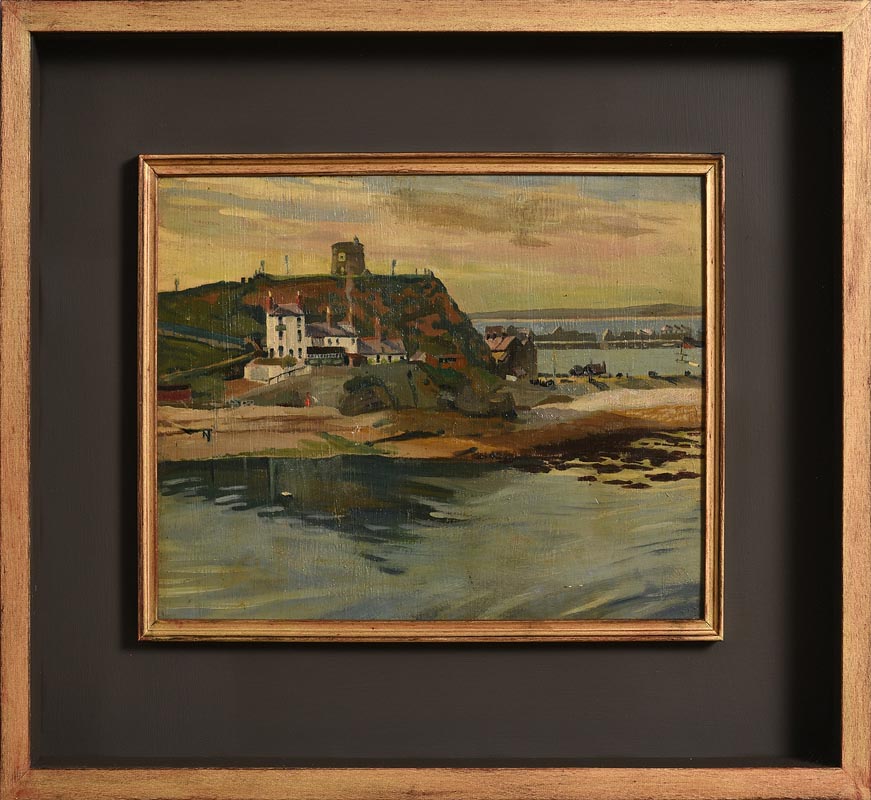 Harry Aaron Kernoff RHA (1900-1974) Howth Harbour, Evening oil on board signed and titled on reverse - Image 2 of 6