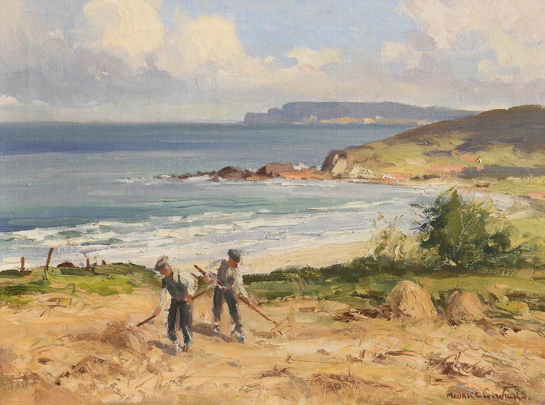 Maurice Canning Wilks ARHA RUA (1911-1984) Hay Making, White-Park Bay, Co Antrim oil on canvas