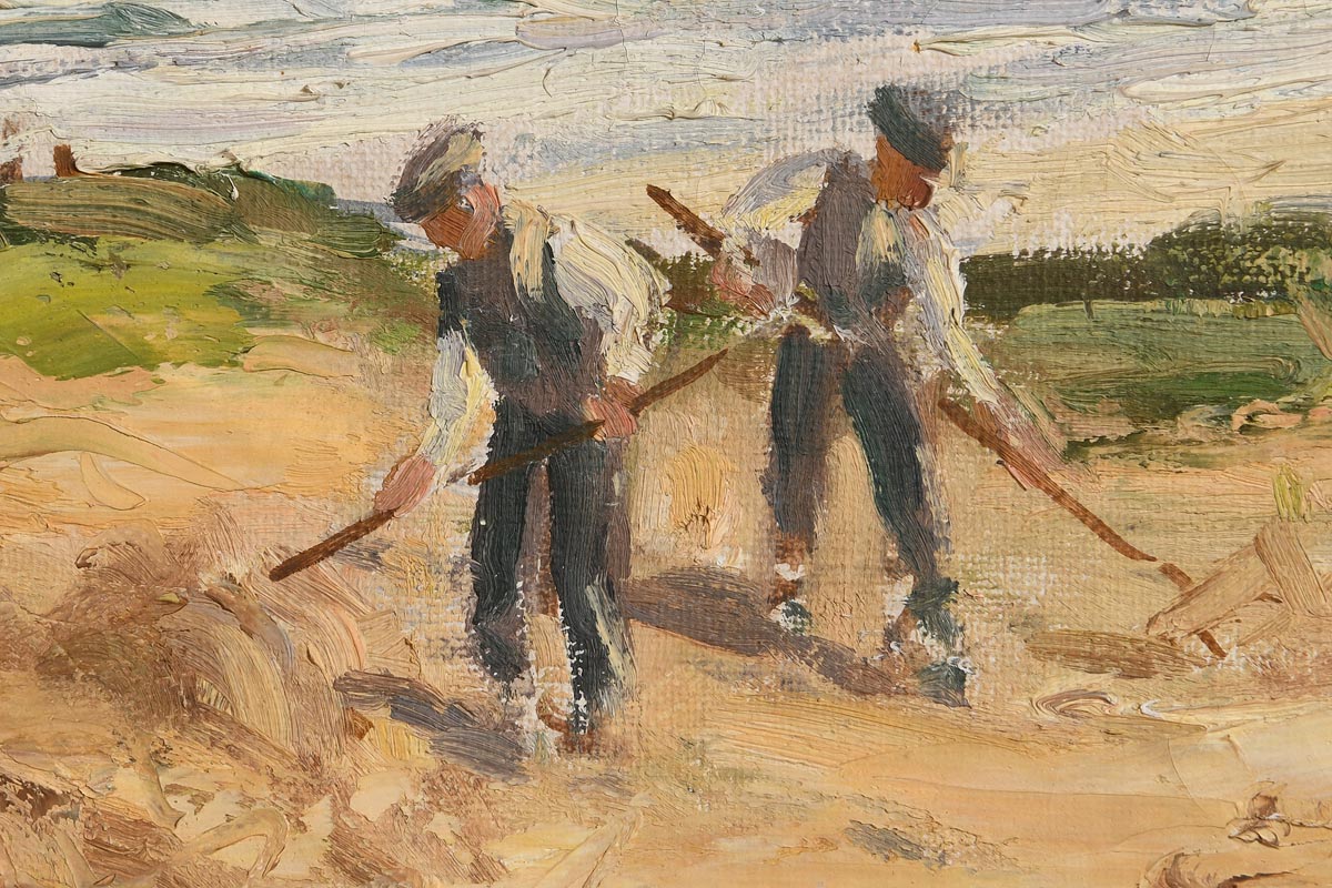 Maurice Canning Wilks ARHA RUA (1911-1984) Hay Making, White-Park Bay, Co Antrim oil on canvas - Image 7 of 7