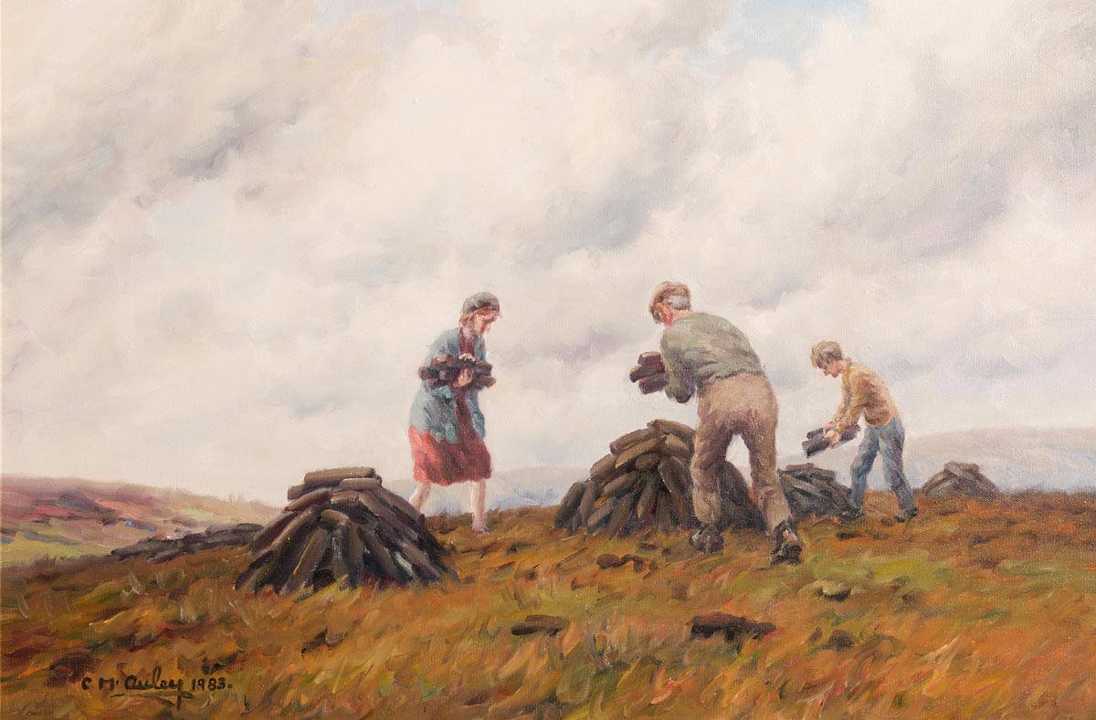 Charles J. McAuley RUA ARSA (1910-1999) Everyone Helps with the Turf (1983)