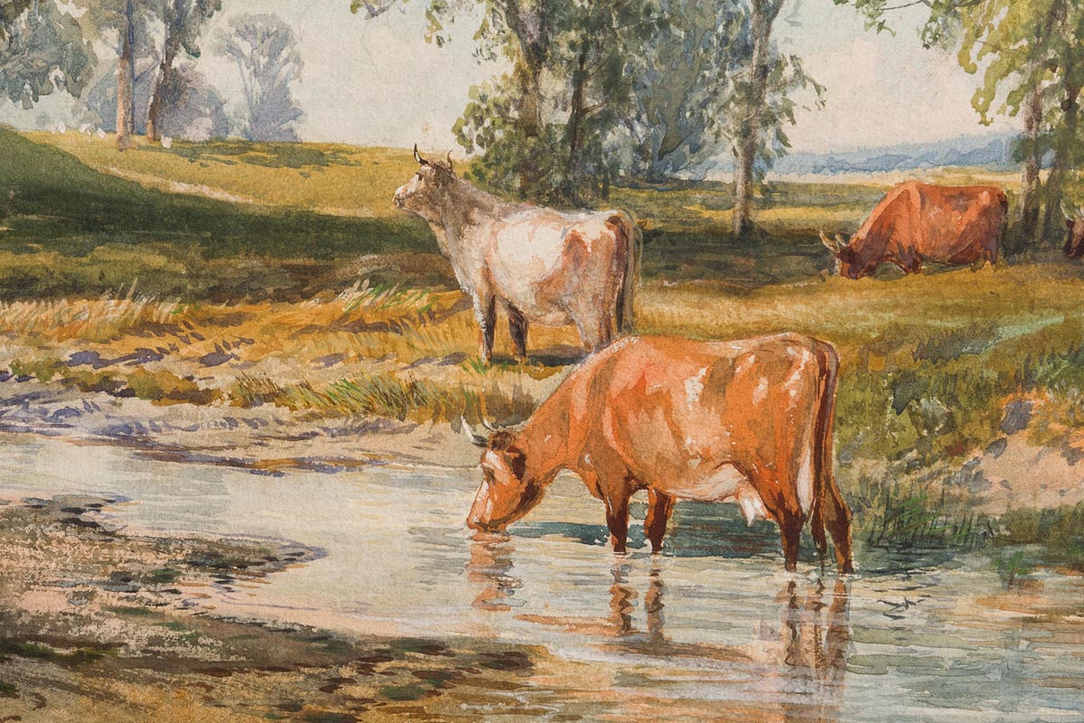 John Faulkner RHA (1835-1894) Cattle Watering at a Stream - Image 6 of 6