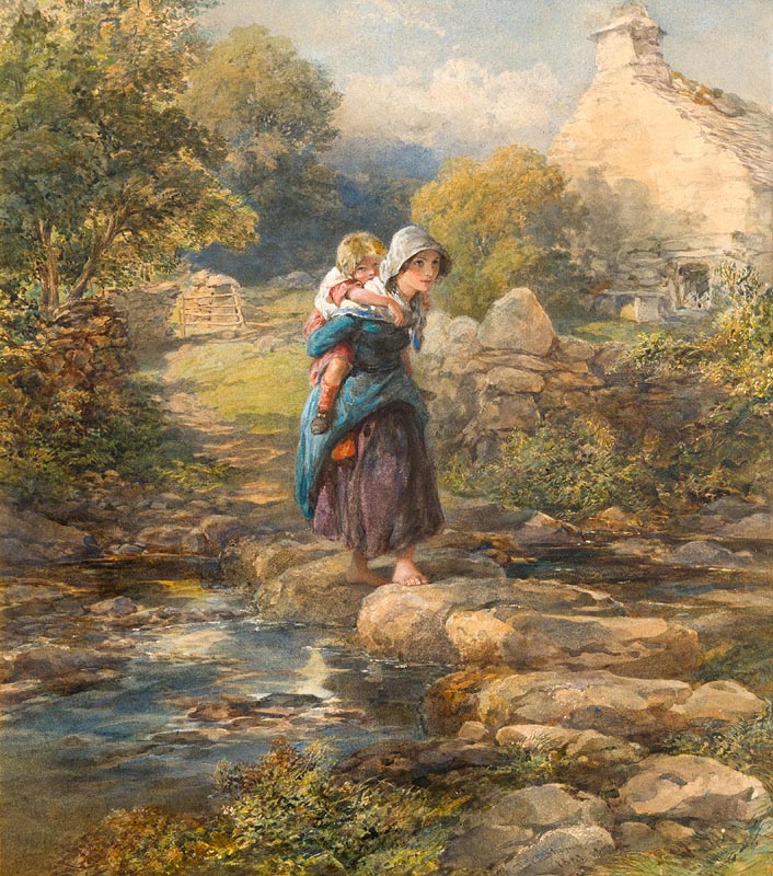 Francis William Topham RA (1808-1877) The Stepping Stones (1861)