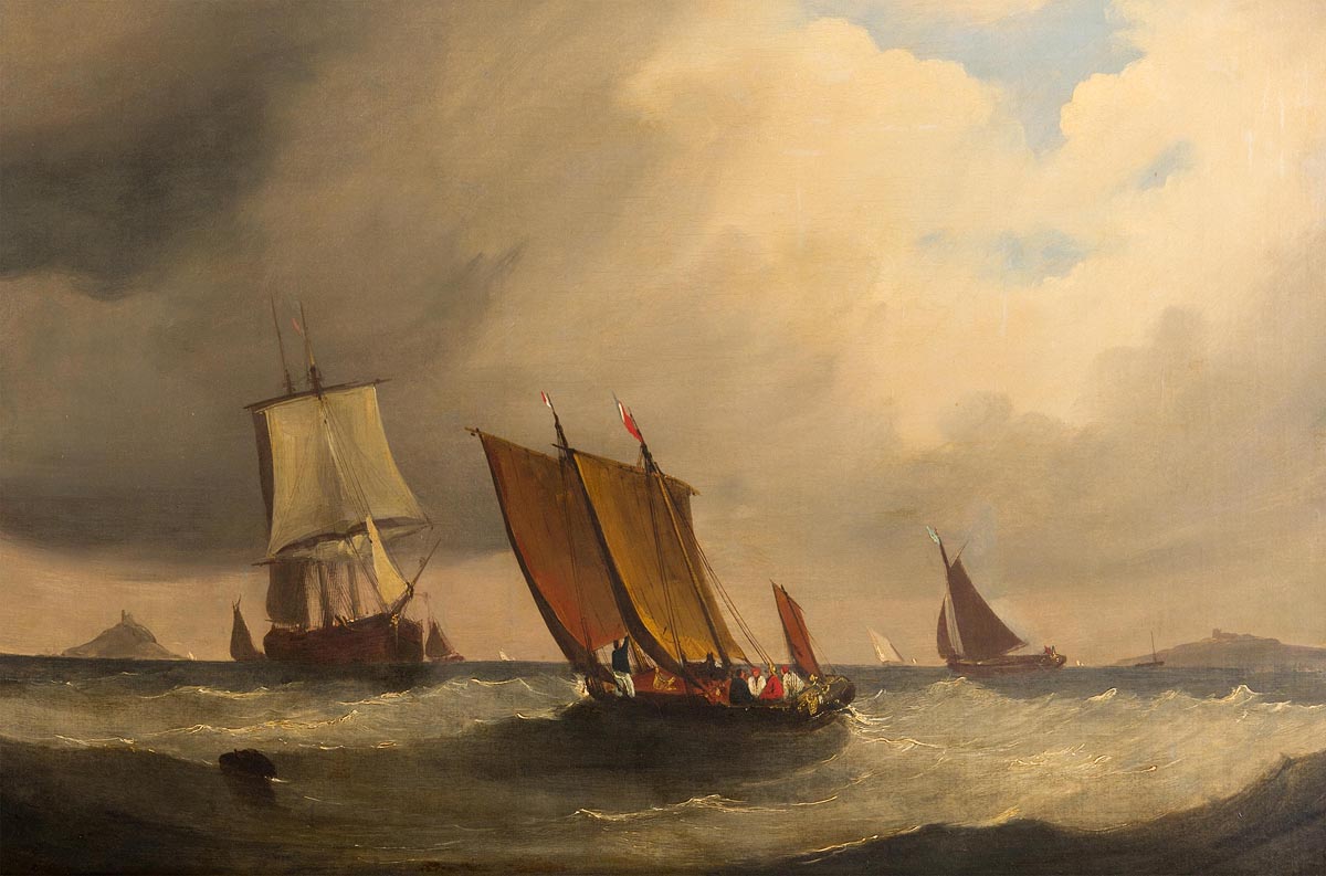 Frederick Calvert (c. 1790 - 1844) Sailing Craft in Mount's Bay, Cornwall c.1825