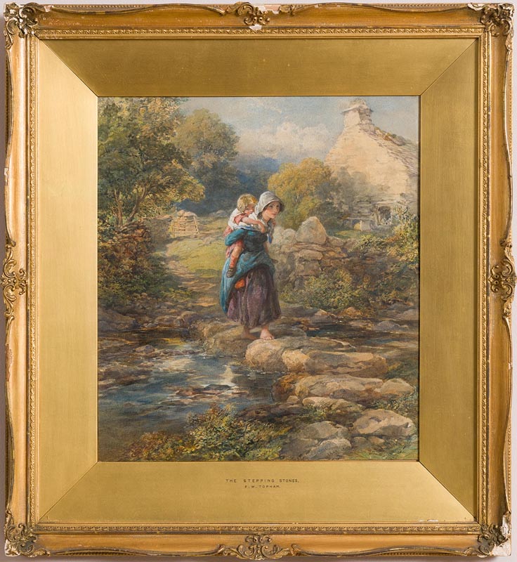 Francis William Topham RA (1808-1877) The Stepping Stones (1861) - Image 2 of 8