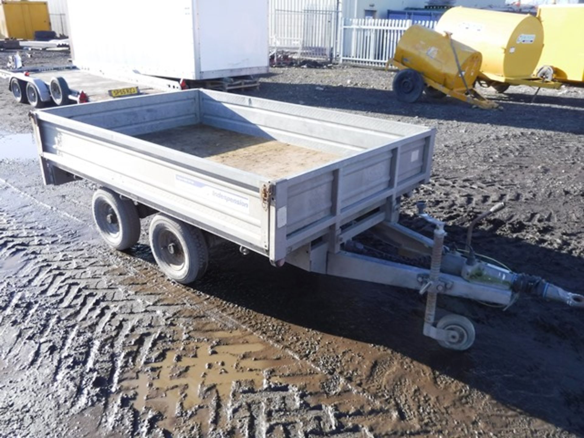 INDESPENSION 8' X 4.5' TWIN AXLE DROP SIDE TRAILER. ID 079183. ASSET NO 758-6222