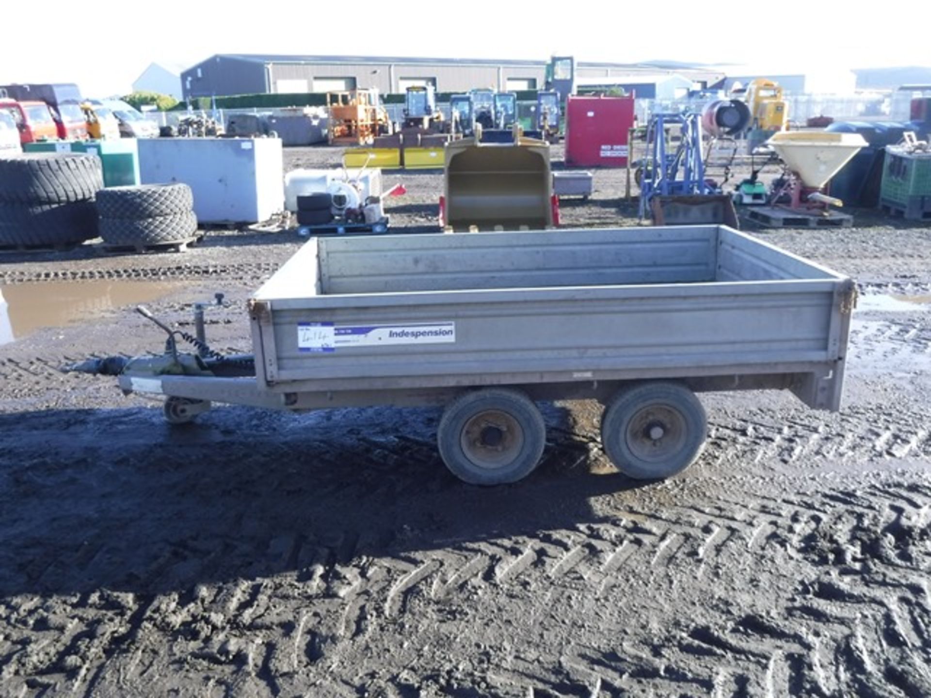 INDESPENSION 8' X 4.5' TWIN AXLE DROP SIDE TRAILER. ID 079183. ASSET NO 758-6222 - Image 3 of 5