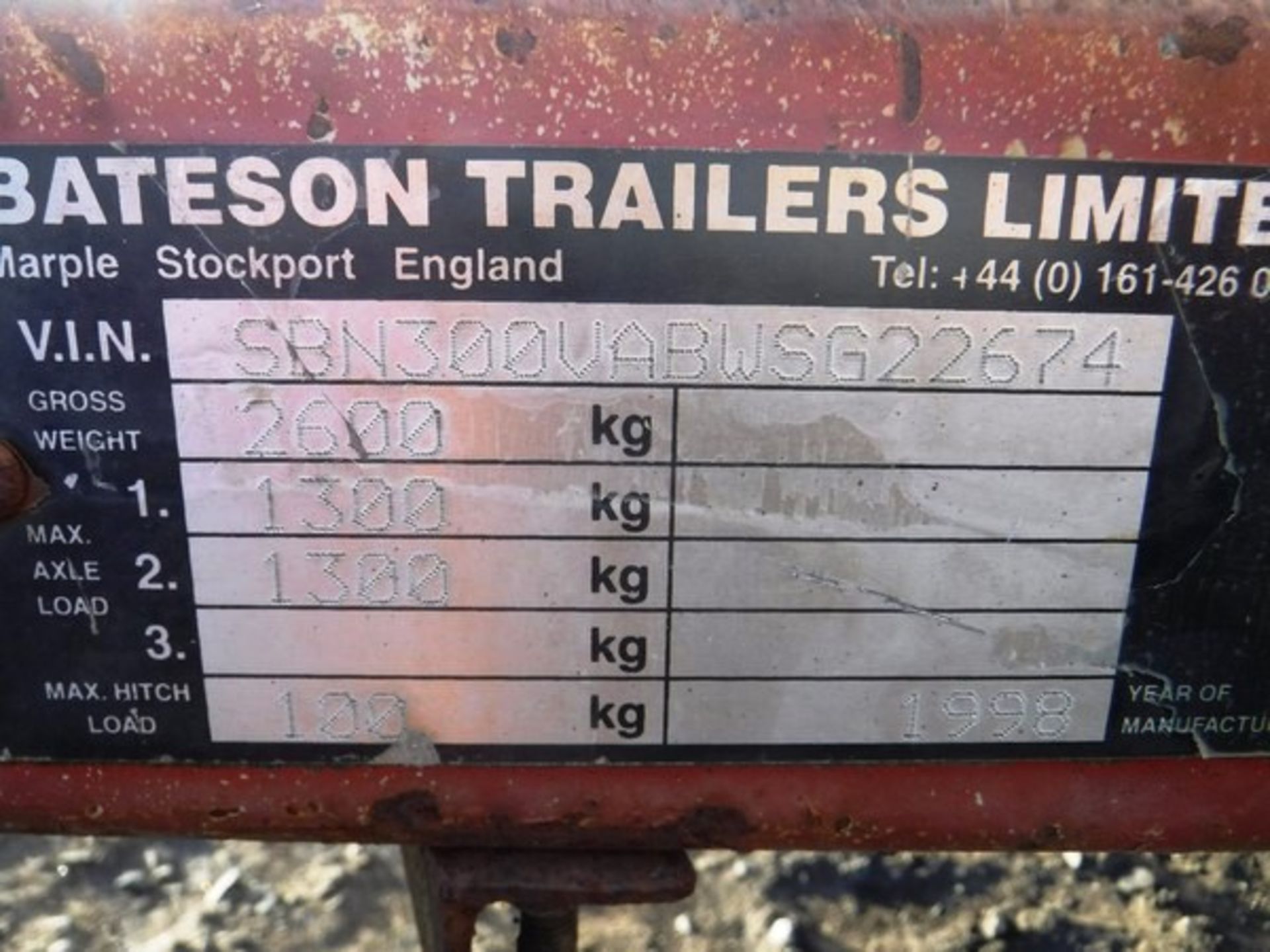 1998 BATESON BOX TRAILER, 10FT X 6FT, TWIN AXLE. VIN SBN300VABWSG22674. ASSET - 758-8315, - Bild 10 aus 11