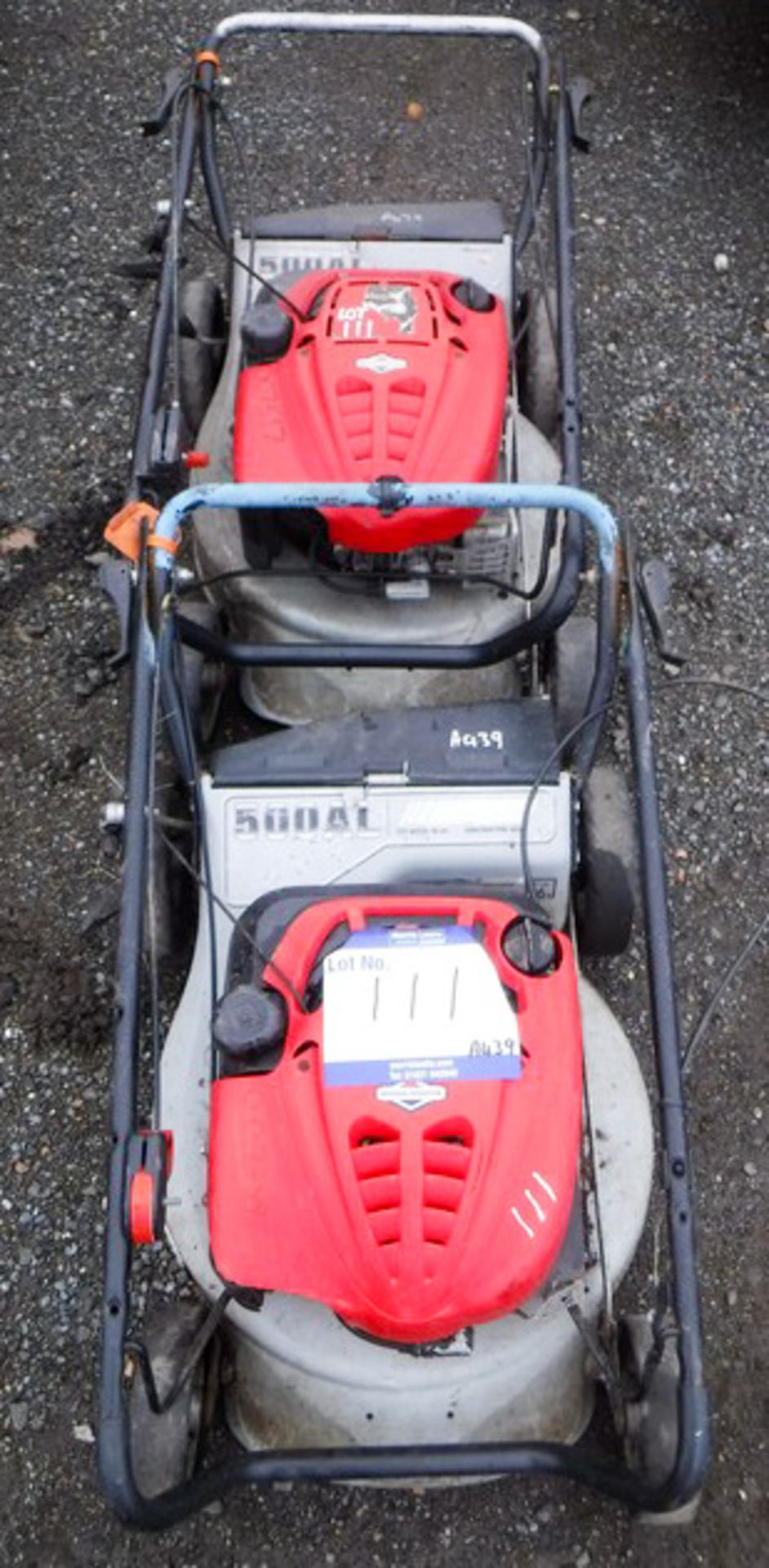 2 X MASPORT 500AL 18 PETROL MOWERS BRIGGS & STRATION 675 ENGINES ASSET 07789, 07517