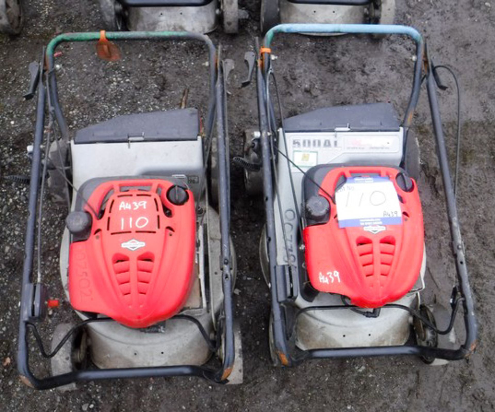 2 X MASPORT 500AL 18 PETROL MOWERS BRIGGS & STRATION 675 ENGINES ASSET 07502, 07786