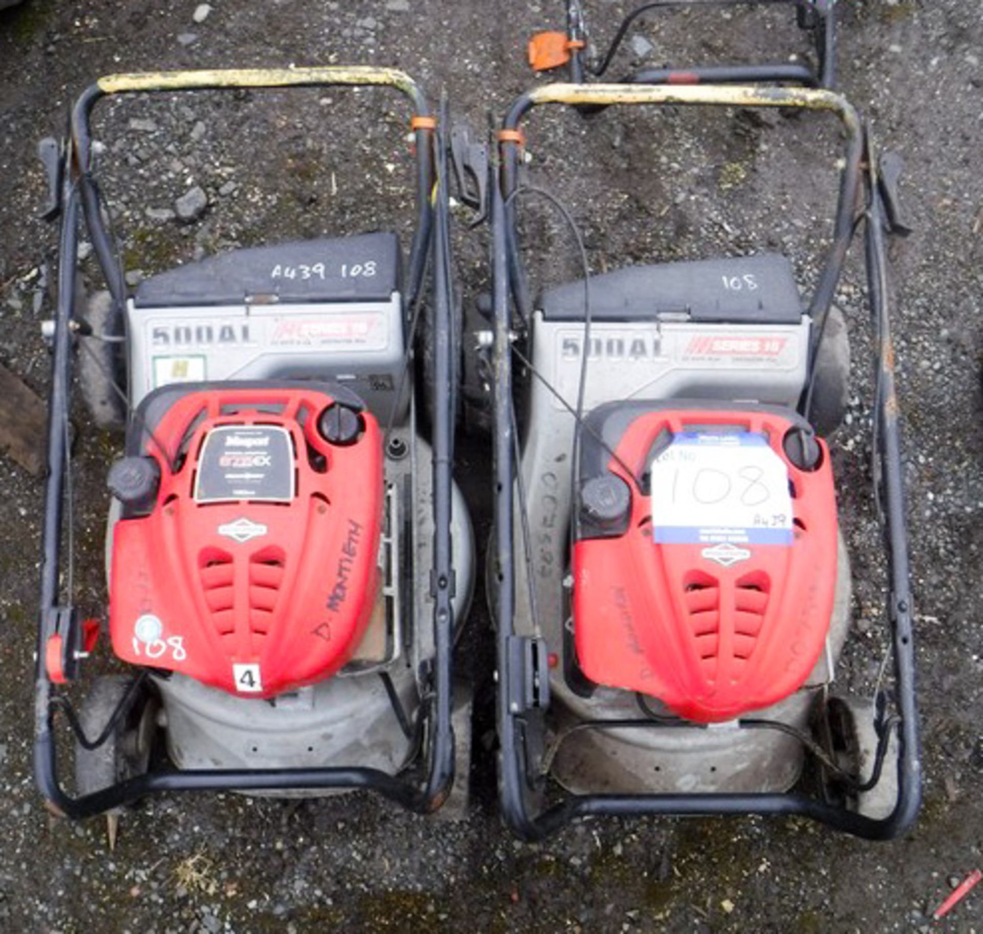 2 X MASPORT 500AL18 PETROL MOWERS BRIGGS & STRATION 675 ENGINES ASSET 07509, 07597