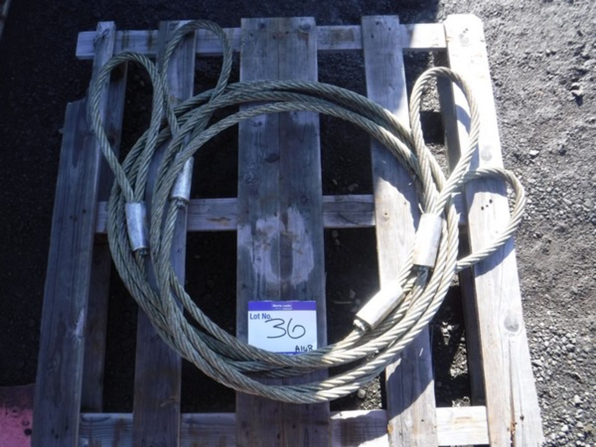 BOX CONTAINING VARIOUS SIZE LIFTING SHACKLES & PALLET WITH WIRE SLINGS - Bild 2 aus 2