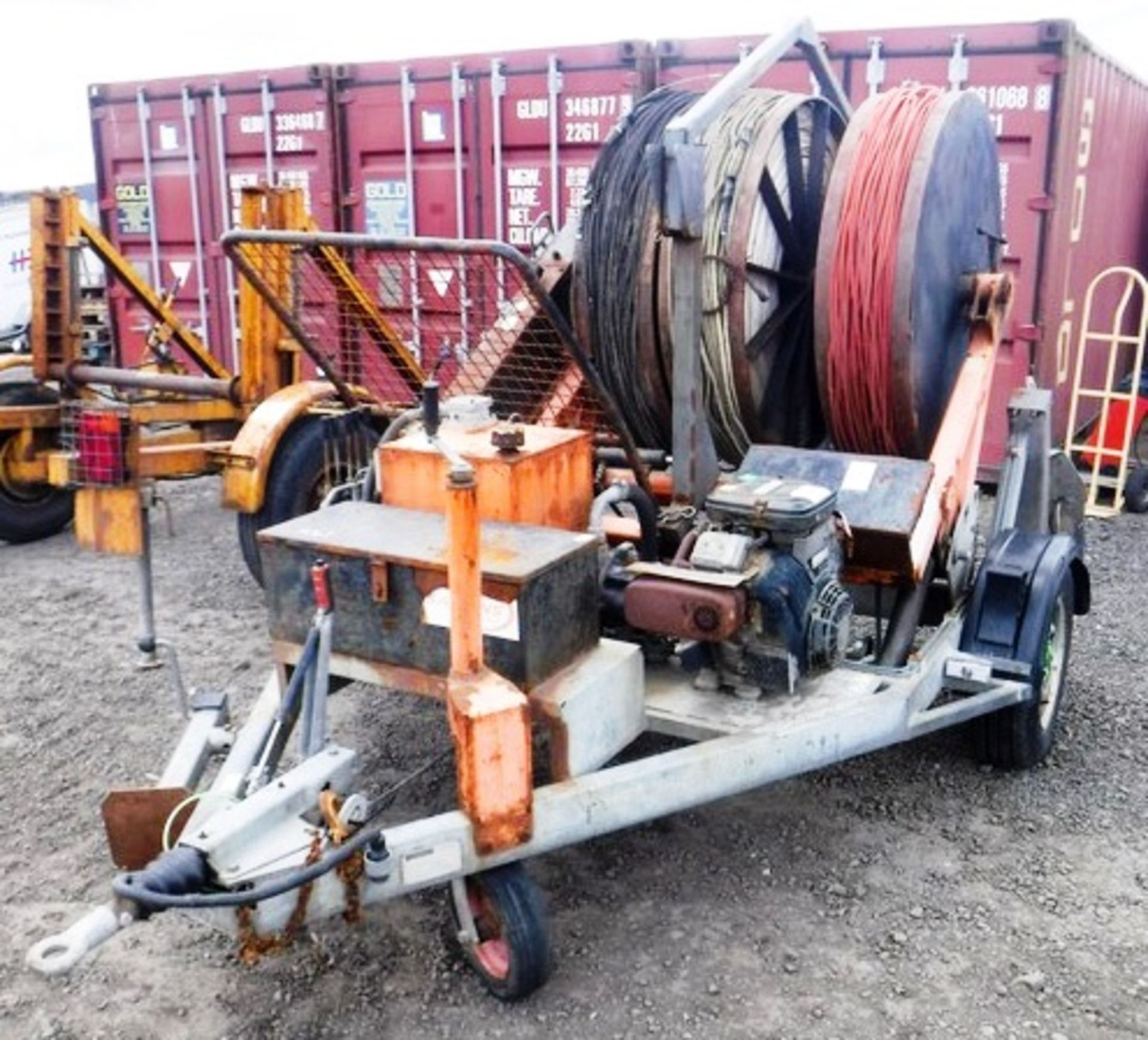 2006 CLYDESDALE single axle engine driven reel trailer. S/N 2241002. Test cert -4316. L - 11ft, W -
