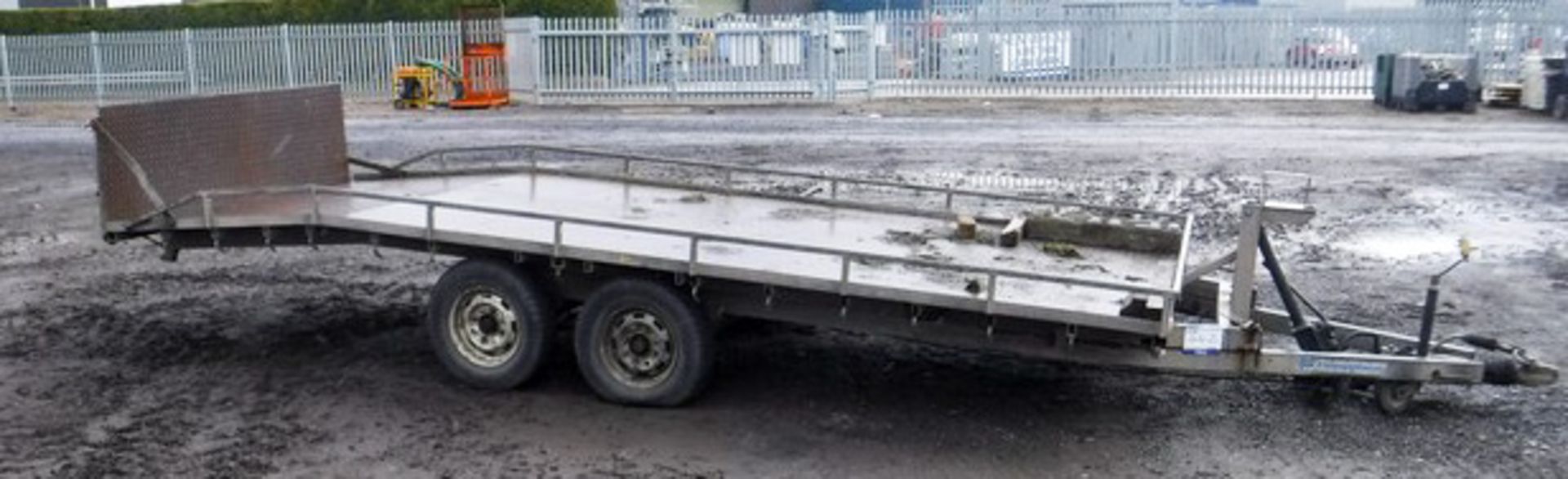 INDESPENSION 16' x 6' twin axle tilt/tipping trailer c/w loading ramp. Vin G020427.
