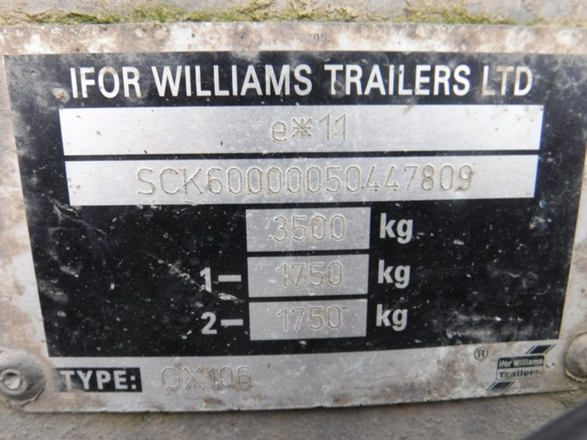 IFOR WILLIAMS 6' x 10' plant trailer GVW 3500kg s/n SCK60000050447809 - Image 4 of 4