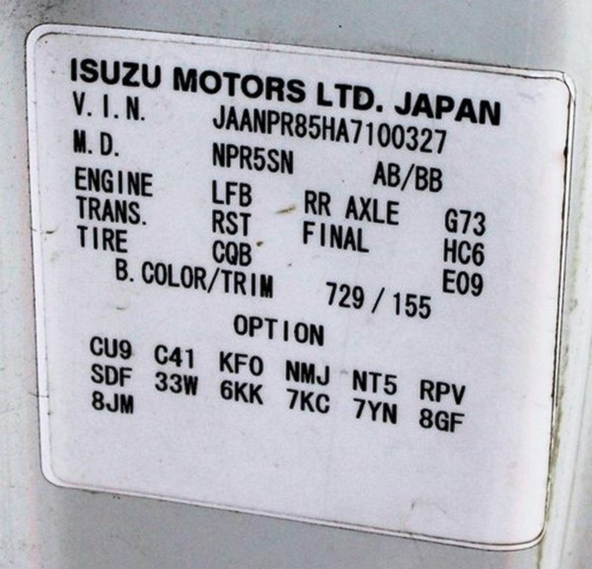 ISUZU TRUCKS FORWARD N62.150 AUTO - 2999cc - Image 2 of 11