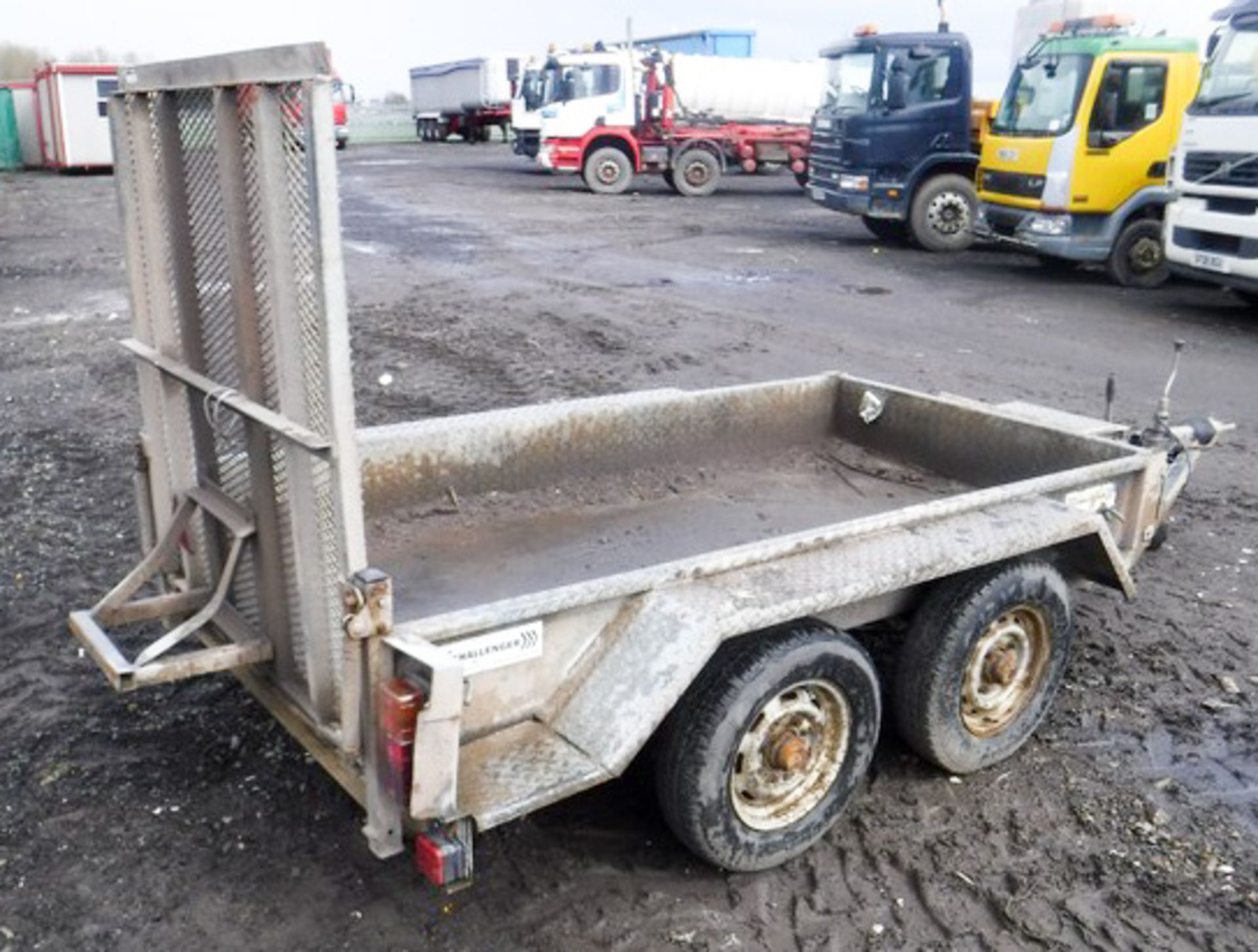 INDESPENSION 8' x 4' twin axle plant trailer c/w mesh loading ramp. Asset no 70411. - Image 2 of 4