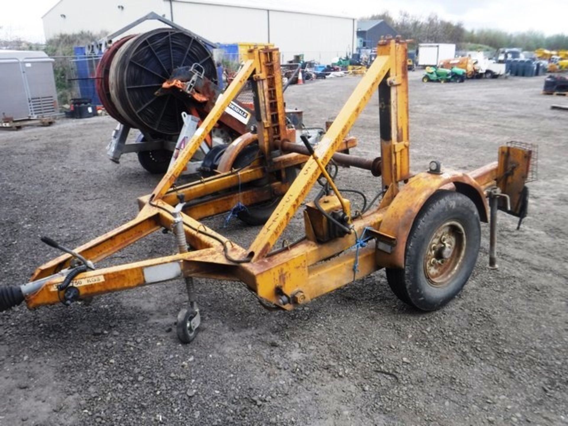 CABLE PULLING TRAILER - single axle. L - 12ft, W - 7.5ft, Asset no 75-5124.