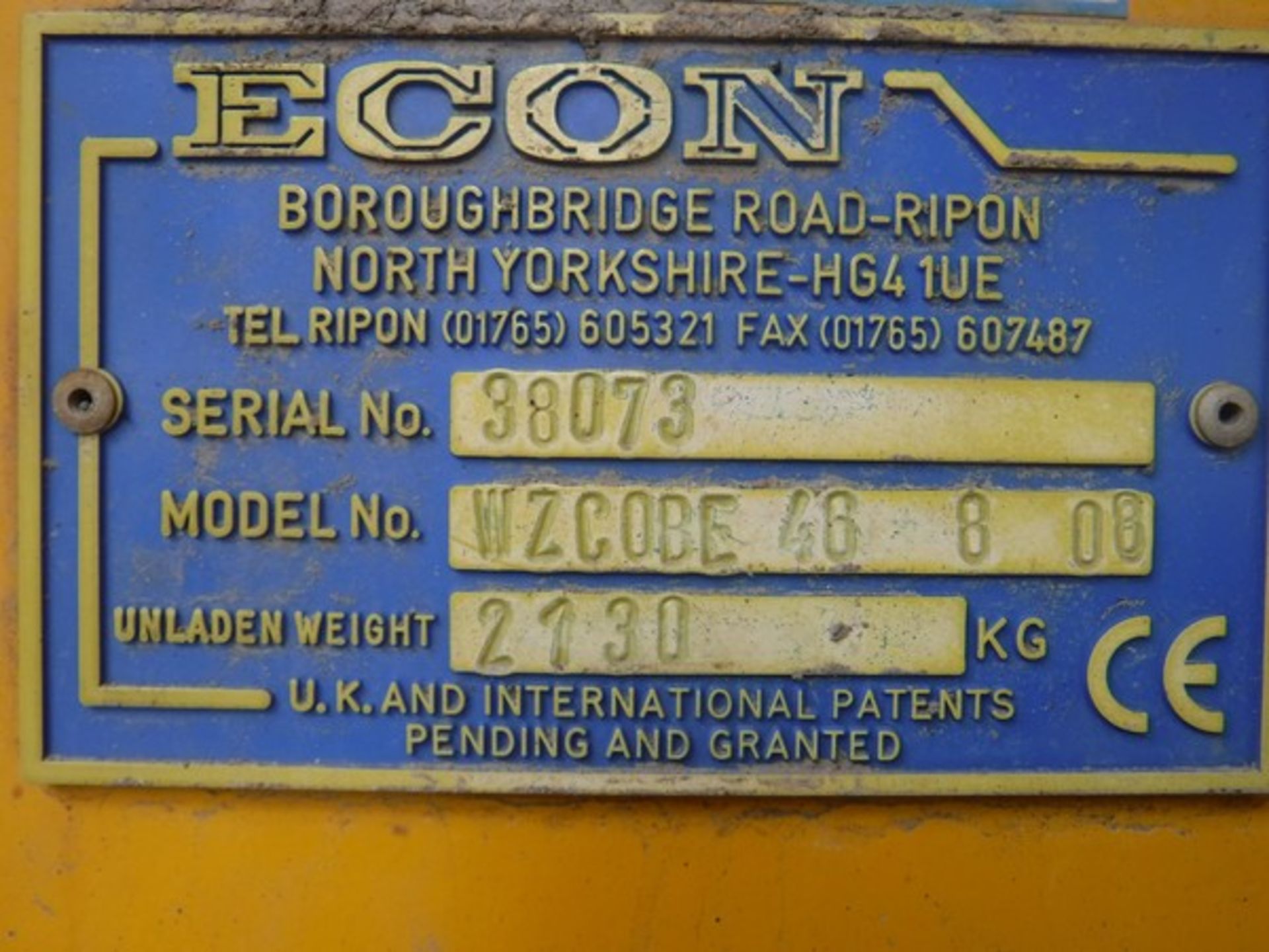 2008 ECON WZCOBE46 - 6 cu.m demountable gritter body c/w Hatz diesel engine s/n 38073 - Bild 7 aus 7