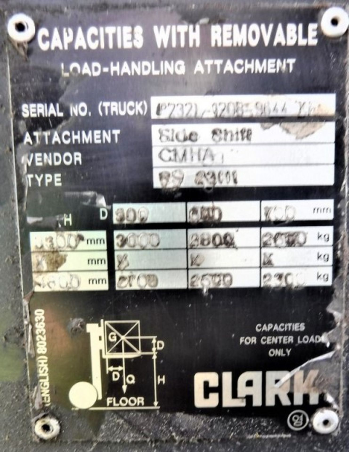 2010 CLARK C30L gas forklift, s/n P232/1208-9644KP, c/w Cascade Rotator, 3 tonne capacity, side shif - Image 2 of 17