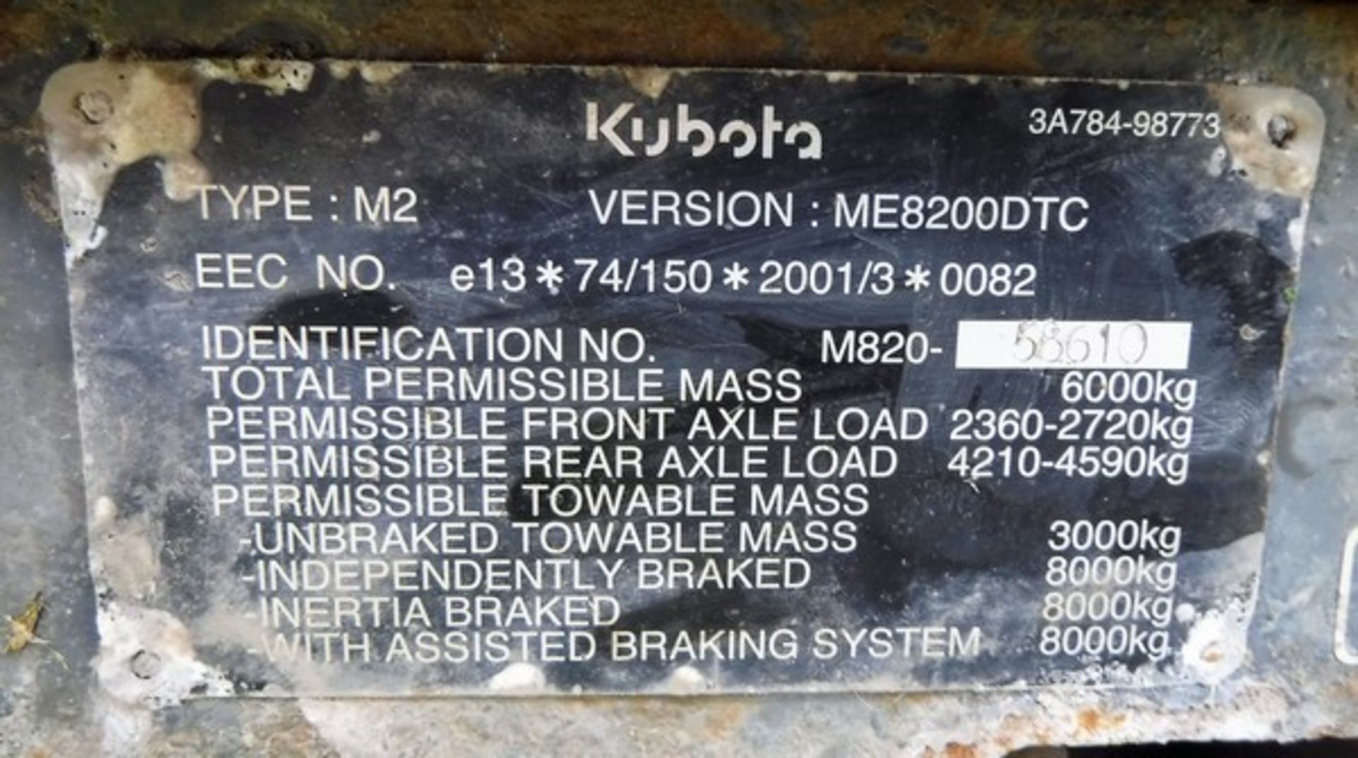 2007 KUBOTA ME8200 c/w LA1251 front loader. s/n ME820058610. 5700hrs (not verified). Reg no. SN57FW - Image 3 of 16