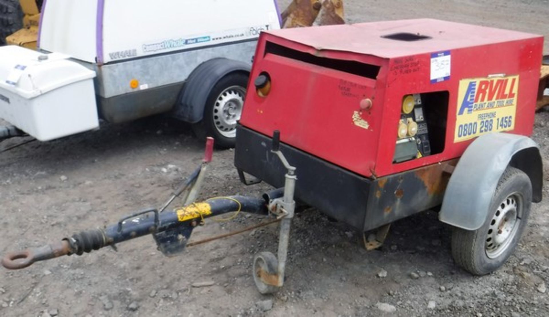 2006 MOSA S15 15kva diesel gen set on chassis road tow. 3817hrs (not veritifed).