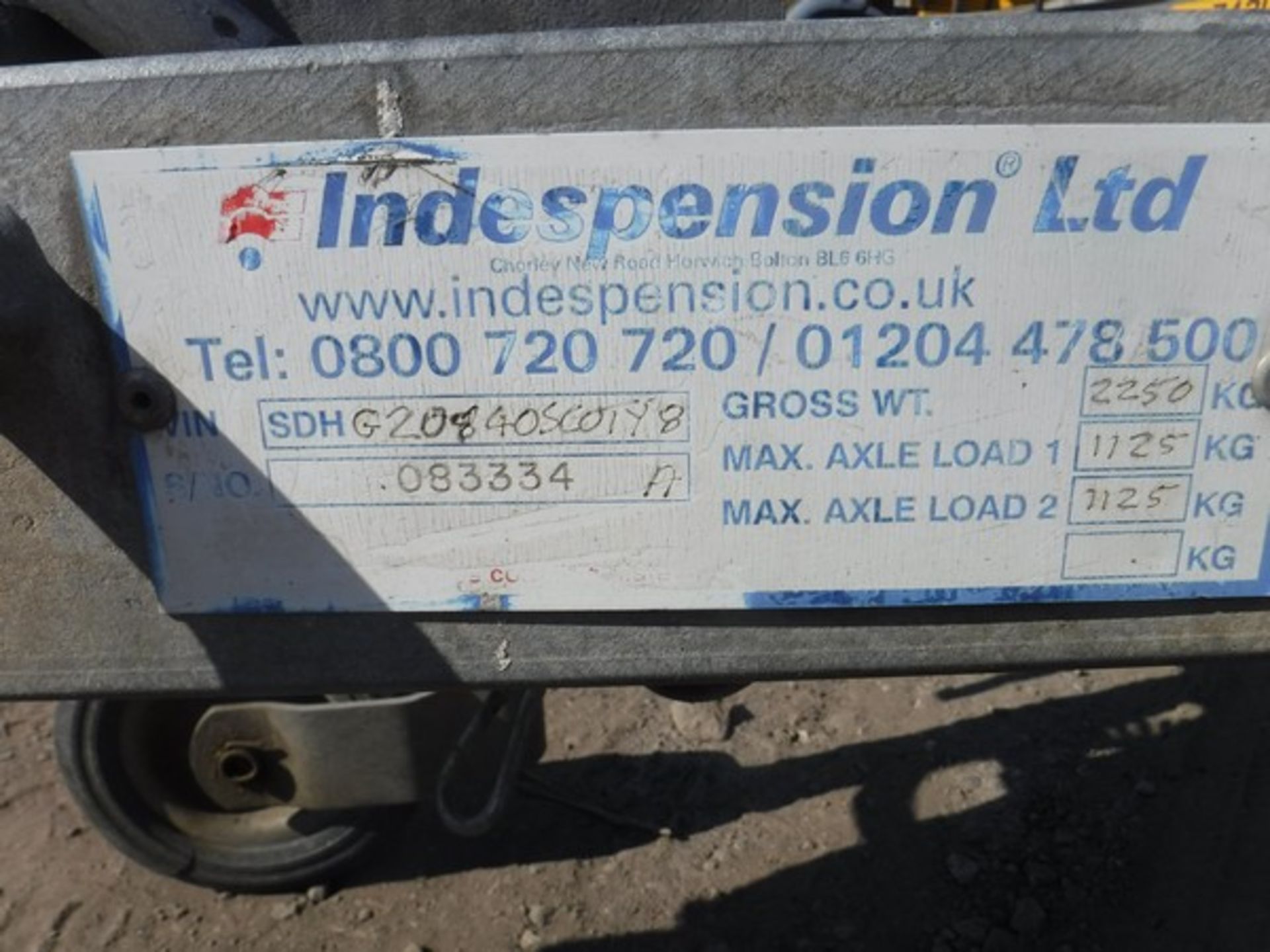 INDESPENSION 8ft x 4ft twin axle plant trailer with mesh ramp. S/N G20840550198. Asset no 758-8039 - Bild 4 aus 5