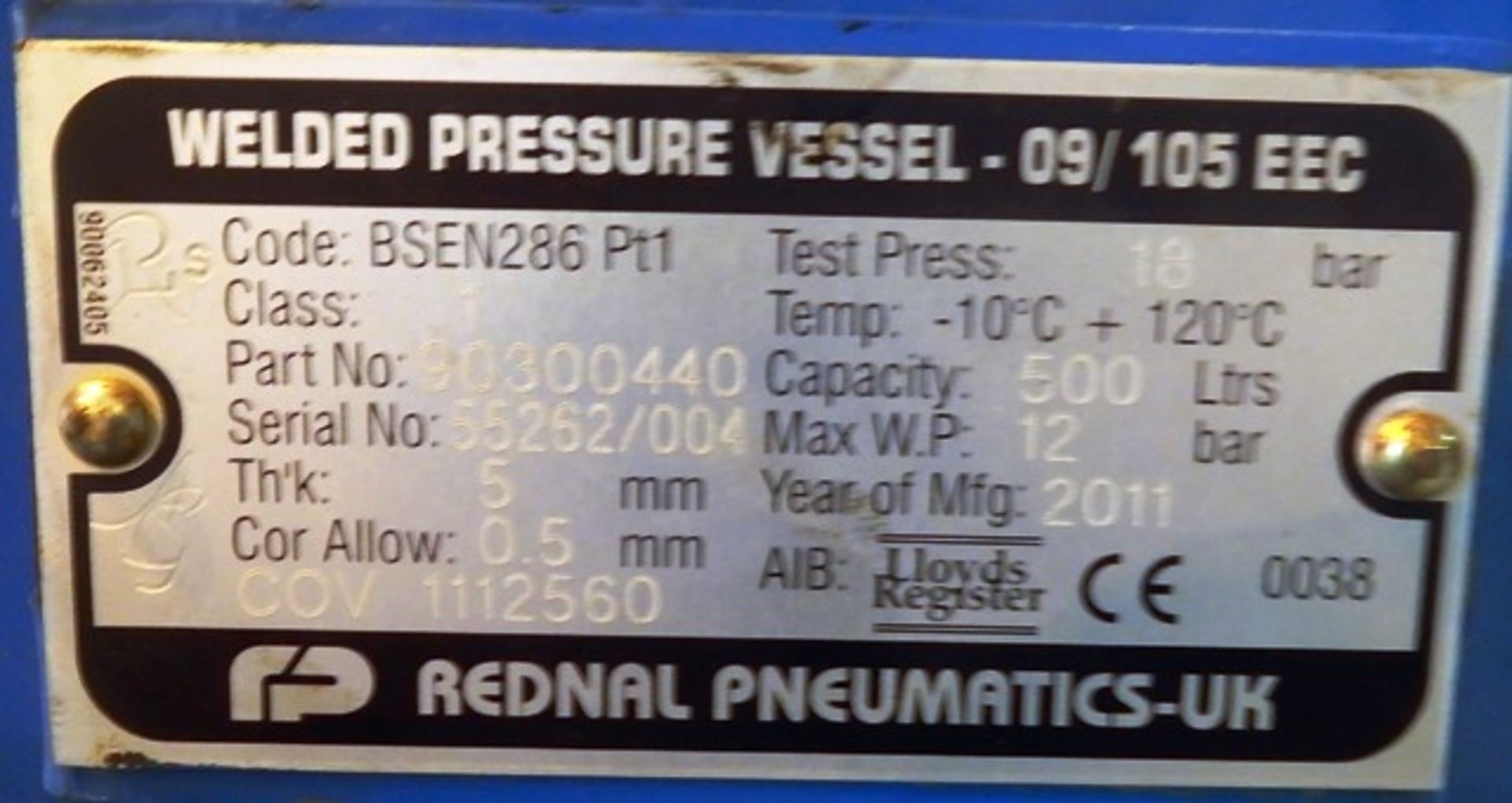 2007 SCREW COMPRESSOR MODEL VE3708CSE06 C/W 2 AIR TANKS.**DUE TO BUSINESS RE-ORGANISATION** - Bild 4 aus 8